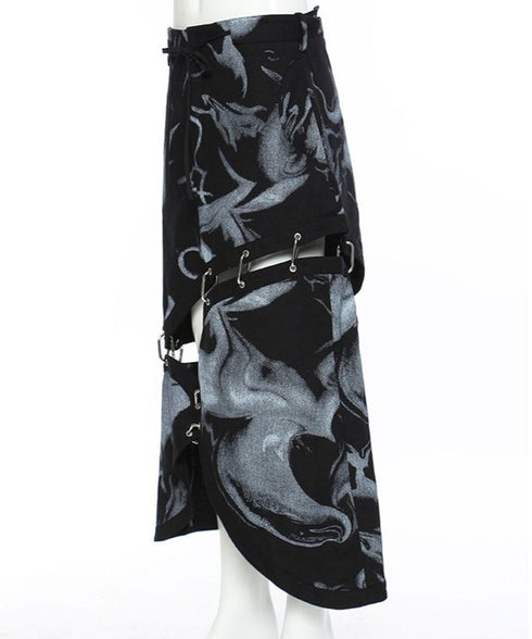 Deconstructed Safety Pin Print Skirt